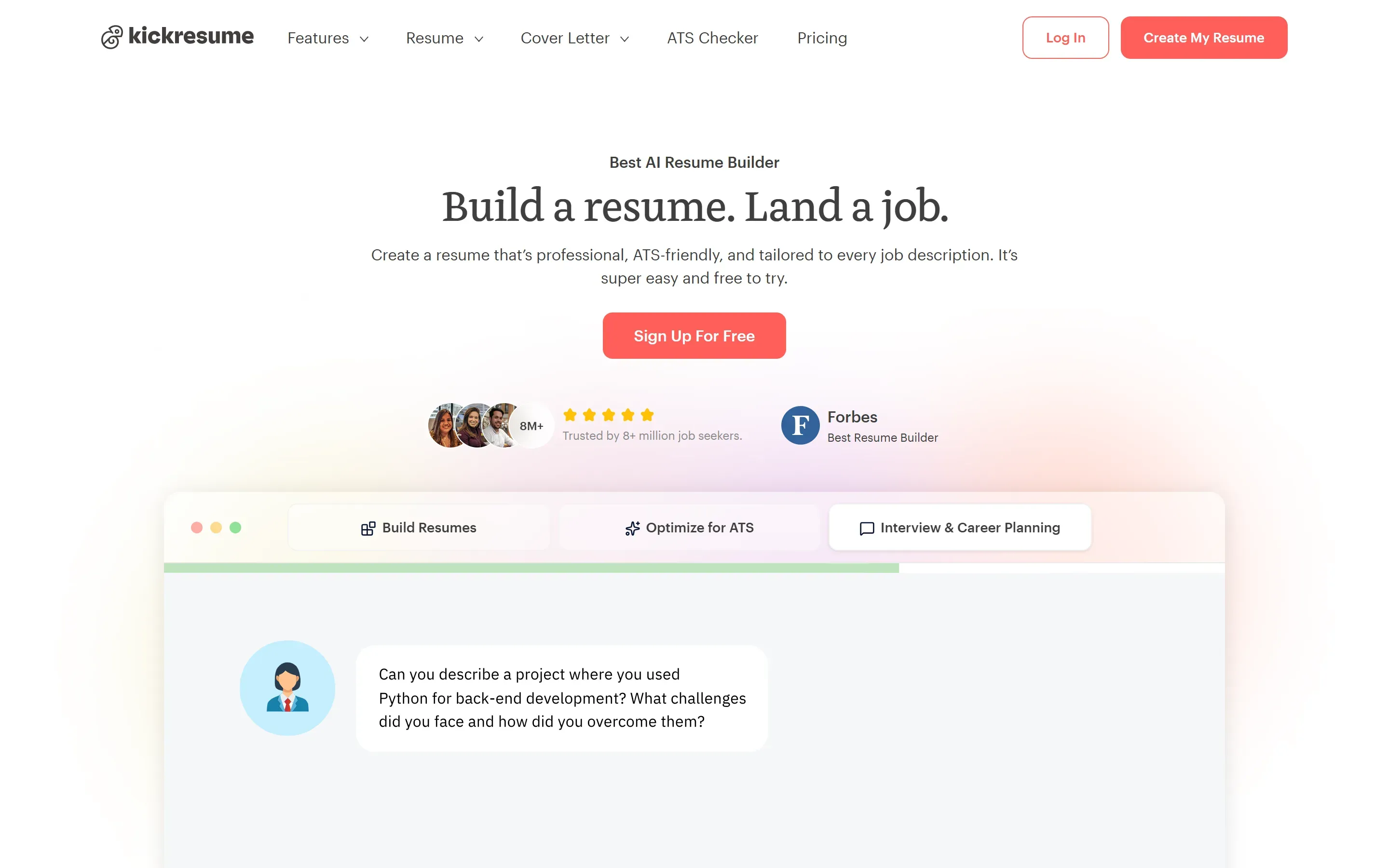 The Kickresume home page, October 6, 2026